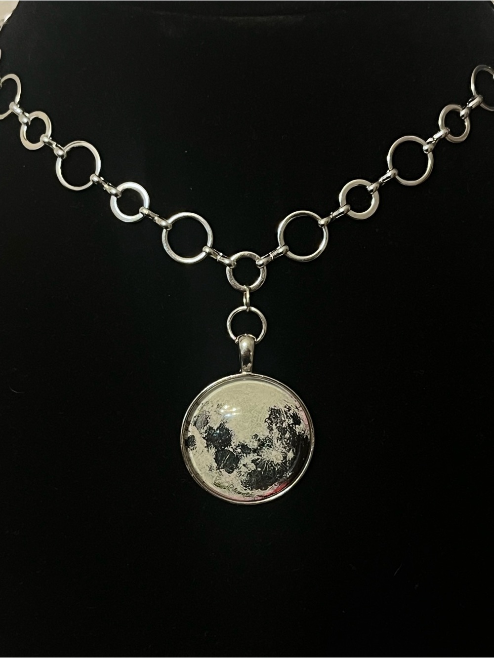 Hand Crafted Silver Moon Pendant Necklace (Glows In Dark) - Picture 5 of 6